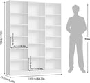 Triple Wide White Bookshelf 6 Tier 74 Inch Tall Unit