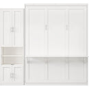 Full Size Murphy Bed with 2 Side Cabinet Storage Shelves, 61.5-inch Cabinet Bed Folding Wall Bed with Desk Combo Perfect for Guest Room, Study, Office,White(old sku:BS7013008109C)