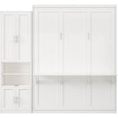 Queen Size Murphy Bed with 2 Side Cabinet Storage Shelves, 68-inch Cabinet Bed Folding Wall Bed with Desk Combo Perfect for Guest Room, Study, Office,White(old sku:BS7013008104C)