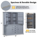 [Assembly Video Provided] TOPMAX 73'' Freestanding Wooden Kitchen Pantry Organizers and Storage Kitchen Cabinet with Drawers Cupboard with Door Shelves and Adjustable Shelves for Dining Room, Gray