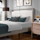 Queen Bed with Ivory Boucle Fabric Headboard, Wood Frame