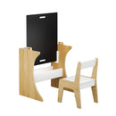 Kids Table Set with One Chair, Multifunctional Wooden Children Study Table-Convertible Tabletop for Study, Drawing & Play, Natural