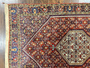 Persian Bidjar Rug 4x6, Handmade Oriental Carpet, Fine Weave, Herati Mahi Pattern, Vintage, Red, 300 KPSI