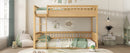 Queen over Queen Bunk Bed with Ladder and Guardrails, Natural