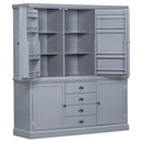 [Assembly Video Provided] TOPMAX 73'' Freestanding Wooden Kitchen Pantry Organizers and Storage Kitchen Cabinet with Drawers Cupboard with Door Shelves and Adjustable Shelves for Dining Room, Gray