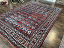 Antique Persian Bijar Rug 9x12 - Allover Motif, Red & Blue