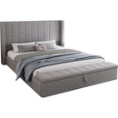 Queen Size Platform Bed with Headboard, Upholstered Platform Bed with Storage, Grey