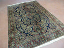 Antique Persian Sarouk Rug 4x6, Hand Knotted 1920s Oriental Carpet 4 x 6 ft, Navy Blue and Red Wool Rug, Handmade Floral Allover Persian Area Rug