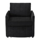 Upholstered Convertible Sleeper Sofa with 5-Position Backrest, Side Pockets, Storage, Black Chenille, 31.5'