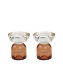 Flip Candle Holders - Clear Brown