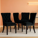 Velvet Dining Chairs Black Tufted Upholstered Set 4