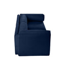 Modern Chenille Blue 2-Seater Sofa with Hidden Storage and Cylindrical Support