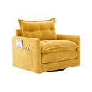 UNITED WE WIN Swivel Barrel Chair - Mid Century Modern Chair, Thick Padded Arm Chair with Solid Metal Base, Comfortable Single Sofa Chair, Swivel Accent Chair for Living Room Bedroom