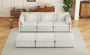 Modern Modular Sofa Couch Upholstered in Corduroy with Side Storage and Movable Ottomans, Beige, 112.6'