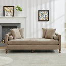 Upholstered Chaise Lounge Indoor with Nailheads, Sleeper Sofa Couch with 4 Throw Pillows & 2 Bolsters, Daybed with Rubberwood Legs, Taupe Chenille,75.2'' Wide