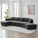 146.9" L-shaped Sofa Sectional Sofa Couch Pull-out Sofa Bed with a Movable Storage Ottoman, a Storage Chaise Lounge and Two USB Ports for Living Room, Grey