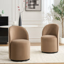 Set Of 1 Upholstered Kitchen & Dining Room Barrel Chair, Mid Century Modern Round Velvet Dining Chair, 360 Degree Swivel Comfy Armless Accent Makeup Vanity Side Chair for Bedroom Living Room