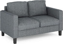 Two Seater Tufted Black Faux Leather Loveseat for Living Room