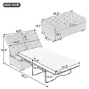 Convertible Ottoman Sleeper with Memory Mattress and Tufted Design, Folding Sofa Bed, Dark Gray Linen, 49.6 Inches