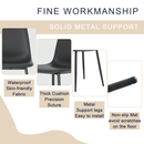 Table and chair set.A minimalist retro rectangular dining table with a specially textured top and black metal legs.Paired With 4 Mid-Century Style Upholstered Side Black PU Chairs,Spoon Shaped Chairs.