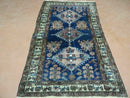 Blue Vintage Persian Hamadan Rug, Wool, Hand-Knotted, 4x6 ft