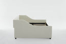 aybed Corner Bed Sofa Bed with Drawers Velvet Upholstered daybed Twin Daybed with Storage, Wood Slat Support (Beige,full,79.9'x58.2'x28.7')