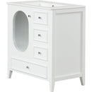 30' Bathroom Vanity with Sink, Bathroom Vanity Cabinet with Three Drawers and Door, Solid Wood and MDF, White