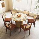 47 Inch Round Dining Table Natural Wood Farmhouse Fluted