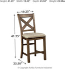 Moriville 24.5 Inch Upholstered Farmhouse Barstools Beige Brown Set of Two