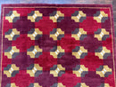 Modern Tibetan Rug 5 x 6.8, Wool, Red, Allover Pattern, Nepali Rug, Abstract Rug, Handmade Area Rug