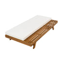 LOUNGE CHAISE SET, SPACE AVAILABLE ON ONE SIDE,ACACIA WOOD WITH WATER-RESISTANT LOUNGE CUSHIONS (CREAM & 4 INCH THICK) - MATCHING DARK GREY VERSION AVAILABLE