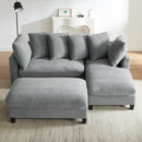 Modern L-Shaped Sectional Sofa with Storage, Movable Ottoman, and Throw Pillows, Grey Chenille, 83'