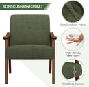Dark Green Corduroy Armchair Mid Century Solid Wood