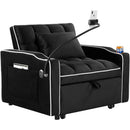 Convertible Sleeper Chair Sofa Bed Adjustable Pull Out Sleeper Chair Bed Multi-Pockets Folding Sofa Bed for Living Room Bedroom Small Space,3-in-1 Sofa Bed, (Black)