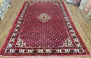 Vintage Persian Hamedan Rug 7x10, Angelas Mahi Pattern, Red, Wool, Hand-Knotted