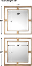 Allick 18 Inch Square Mirror Antiqued Gold Set Of 2