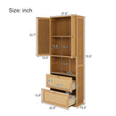 Full Size Solid Wood With Rattan Murphy Bed Cabinet Space-Saving Bed with 2 Side Cabinet Storage Shelves, Perfect for Guest Room, for Bed Room, Guest Room, Home Office, Natural