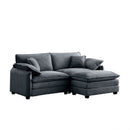 Two-Seater Sofa  with One Footrest, L-Shaped 2-Seater Sofa with Ottoman for Small Living Spaces,Grey Corduroy