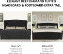 Queen Size Platform Bed Frame With Nailhead Trim Deluxe