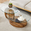 Modern Natural Wood Grain Double Layer Coffee Table - Versatile Design, Multiple Colors, MDF and Reinforced Glass