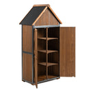 Outdoor Storage Cabinet 32.3'L X 21'W X 67'H, Garden Shed Tool Shed with Metal Frame Structure for Backyard Garden Patio Lawn (Brown)
