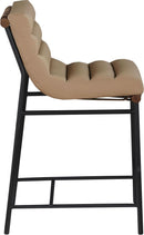 Burke Counter Stool Tan Vegan Leather Matte Black Frame