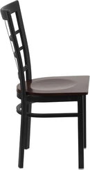 Black Window Back Metal Dining Chair With Walnut Wood Seat