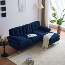 Modern Velvet L Shaped Sectional Sofa for Living Room and Bedroom, Blue, 82.6 Inch