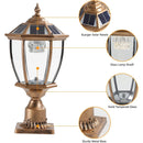 Retro gold Solar Column Headlights With Dimmable LED(2 pack)