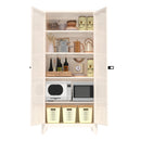 71'' 2 Shapely Door Cabinet With Lock, Metal Storage Cabinet with Doors and Adjustable Shelves, for Kitchen, Bedroom, Living Room(Beige)