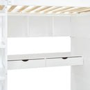 Twin Size Loft Bed with Desk, Wardrobes, 4 Drawers and 4 Shelves-White