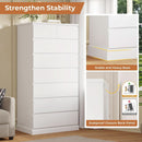 White Tall Dresser With 8 Drawers 59.7 Inch Vertical Bedroom Storage