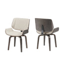 Mid-Century Modern Dining Chair - 360° Swivel, PU Leather, Ergonomic Design, Beige Upholstery, Bentwood Frame, Set of 2
