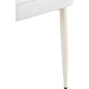Modern minimalist dining chair, white PU leather curved back and seat cushion, white metal chair legs, suitable for dining room, bedroom, living room. A set of 2 chairs. 008